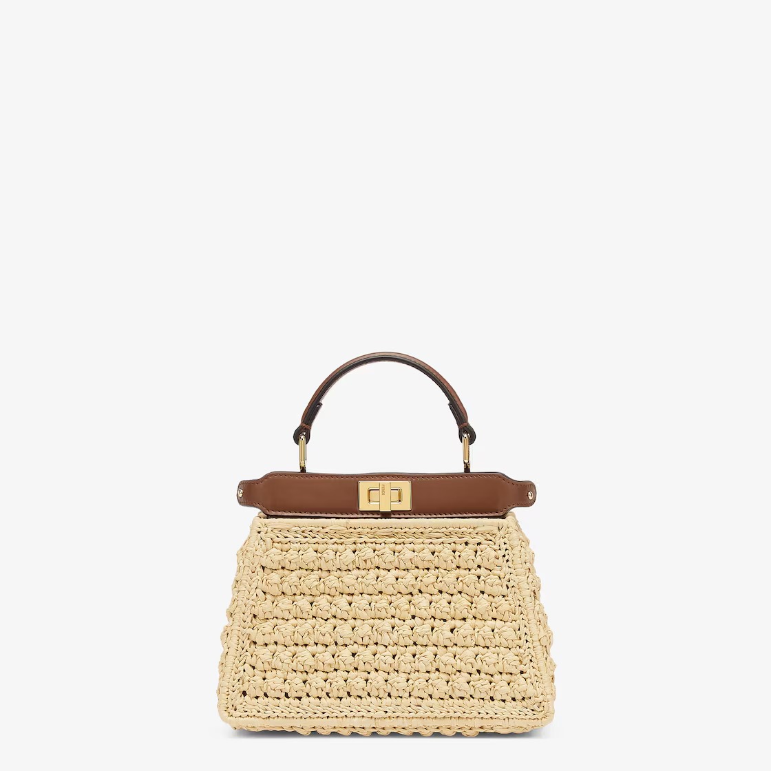 Fendi Peekaboo ISeeU Petite Brown leather and interlaced fiber bag - Image 1
